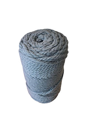 3 Büküm 4mm Makrome İpi (250gr-45m) Pamuk (1 Adet) BEBE MAVİ