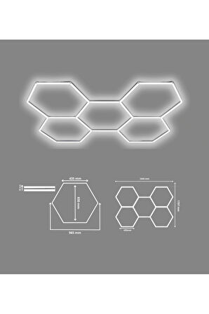 Altıgen Lineer Led Armatür Beyaz 240W 6500K Kolay Kurulum