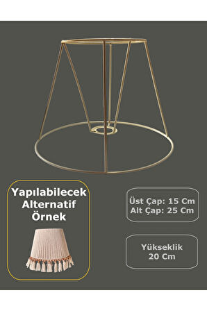 Konik Abajur Teli , İskeleti Krem Statik Boyalı E27 (25 Cm)