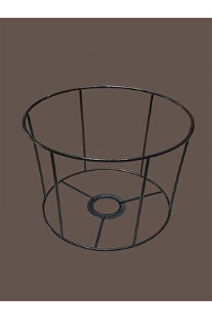 Silindir Abajur, Aplik Teli , İskeleti (Kısa Boy) Siyah Statik Boyalı E27 (20x15 Cm)