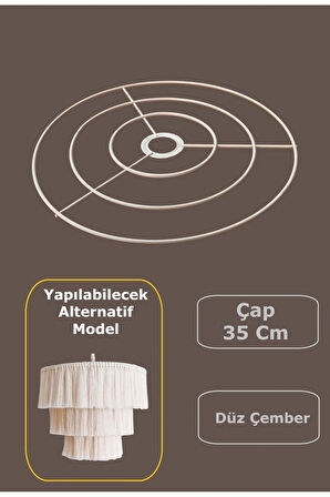 Düz Çember Avize Teli , İskeleti (35 Cm) Beyaz Statik Boyalı (E27 Duy Uyumlu)