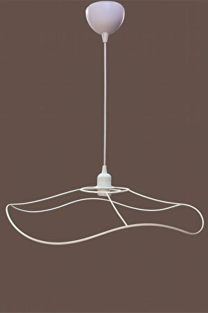 Papatya Avize Teli , İskeleti 50x10 Cm Beyaz Statik Boyalı (Duy Takımı Dahil)