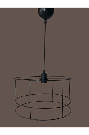 Silindir Avize Teli , İskeleti (Büyük Boy 35x20 Cm) Siyah Statik Boyalı (Duy Takımı Dahil)