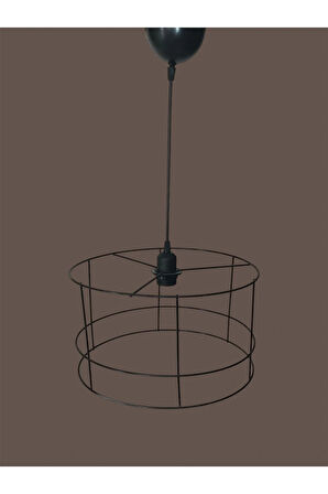 Silindir Avize Teli , İskeleti (Büyük Boy 35x20 Cm) Siyah Statik Boyalı (Duy Takımı Dahil)