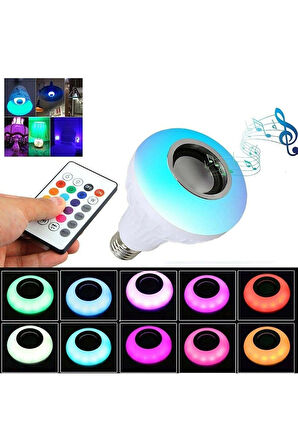 RGB Bluetooth Hoparlörlü Led Ampul 500 Lümen E27 Kumandalı