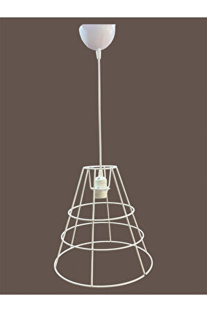 Huni Avize Teli , İskeleti (Uzun Boy 30x30 Cm) Beyaz Statik Boyalı (Duy Takımı Dahil)