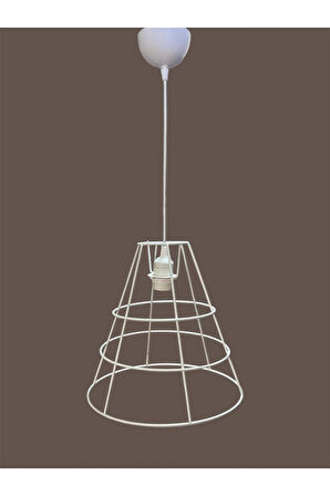 Huni Avize Teli , İskeleti (Uzun Boy 30x30 Cm) Beyaz Statik Boyalı (Duy Takımı Dahil)