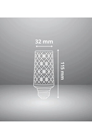 15W Dekoratif Kristal Ampul E27 Led Uzun Beyaz Renk 1600 Lümen