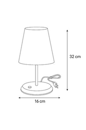 Lyris - Pvc Abajur, Mini Masa Lambası (Ekru Başlık, Siyah Ayak)