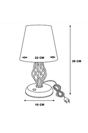 Modern Tasarım Metal Abajur (22 Cm Ekru Pvc Başlık)