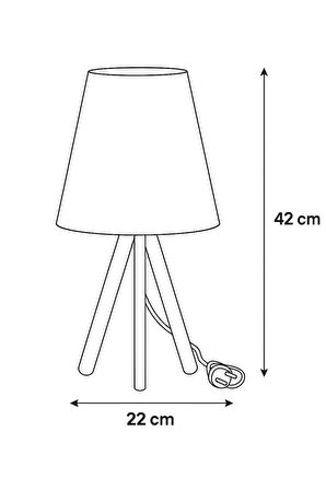 Üç Ayak Ahşap Abajur (22 Cm Pvc Ekru Başlık)