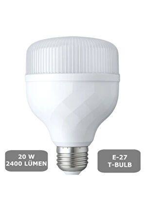 20W Torch Ampul E27 T-BULB Led Beyaz Renk 2400 Lümen