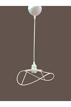 Yaprak Avize Teli , İskeleti (Küçük Boy 34x23 Cm) Beyaz Statik Boyalı (Duy Takımı Dahil)