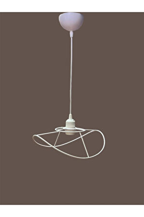 Yaprak Avize Teli , İskeleti (Küçük Boy 34x23 Cm) Beyaz Statik Boyalı (Duy Takımı Dahil)