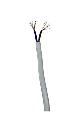 Aydınlatma Elektrik Kablosu Yassı Kablo (2*0,50 TTR Balık Sırtı Tip) (Tam Bakır) Beyaz 3 Metre