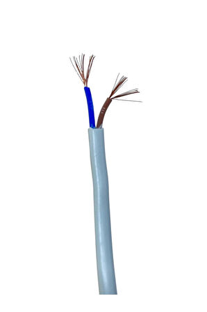 Aydınlatma Elektrik Kablosu Yassı Kablo (2*0,50 TTR Balık Sırtı Tip) (Tam Bakır) Beyaz 3 Metre