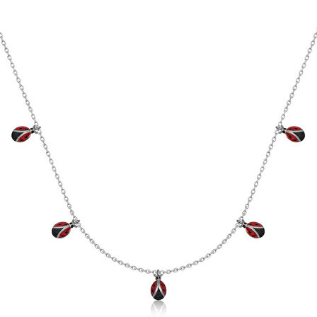 925 Ayar Gümüş Uğur Böceği Şans Kadın Kolye