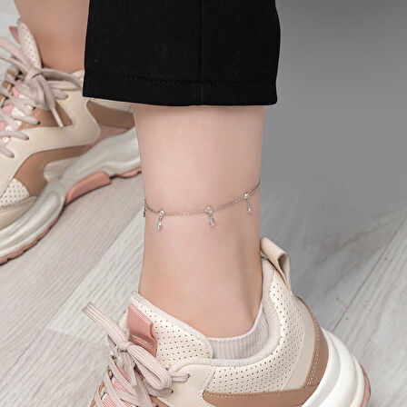 925 Ayar Gümüş Damla Zirkon Taşlı Halhal