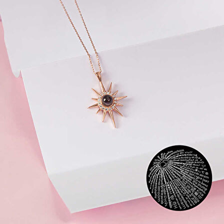 925 Ayar Gümüş Rose 100 Dilde Seni Seviyorum Kutup Yıldızı Kadın Kolye