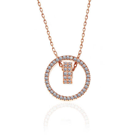 925 Ayar Gümüş Rose İç İçe Geçmiş Halka Kadın Kolye