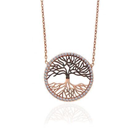 925 Ayar Gümüş Rose Hayat Ağacı Kadın Kolye