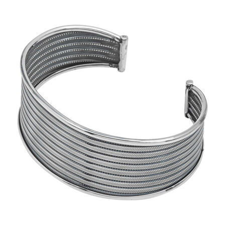 925 Ayar Gümüş Eskitme Desenli Kadın Bilezik