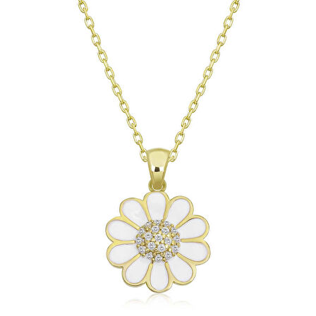 925 Ayar Gümüş Papatya Kadın Gümüş Kolye