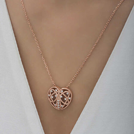 925 Ayar Gümüş Bombeli Kalp Kadın Gümüş Kolye