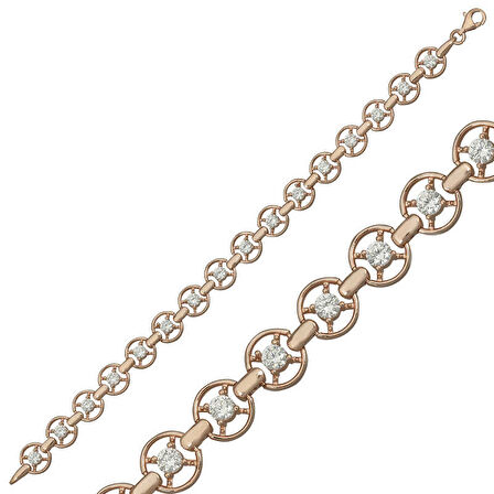 925 Ayar Gümüş Rose Yuvarlak Su Yolu Bileklik