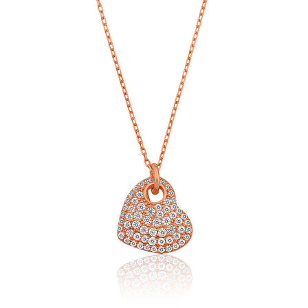 Gümüş Rose Kalp Kadın Kolye