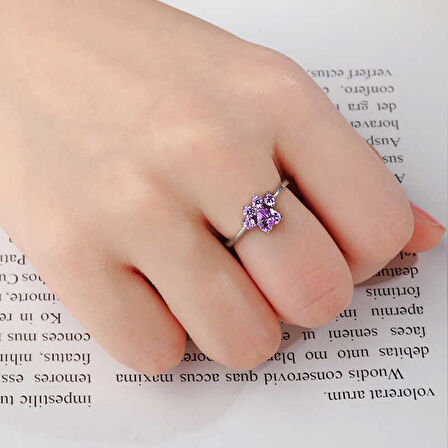 925 Ayar Gümüş Mor Kedi Patisi Yüzük