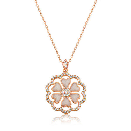 925 Ayar Gümüş Kalp Çiçek Kadın Gümüş Kolye