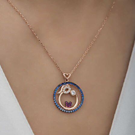 925 Ayar Gümüş Rose Anne Ve Bebek Sevgisi Kolye