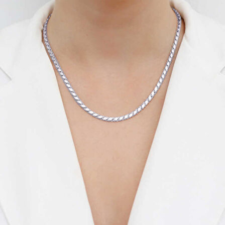 925 Ayar Gümüş Pullu Arpa Zincir