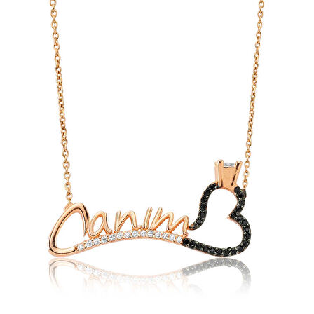 925 Ayar Gümüş Canım Yazılı Tek Taş Kalp Kadın Gümüş Kolye