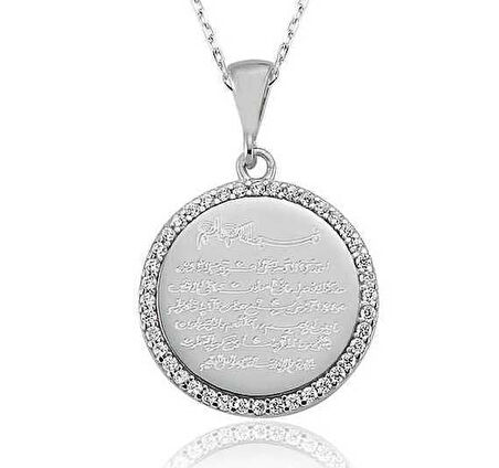 Gümüş Ayetel Kürsi Kadın Kolye