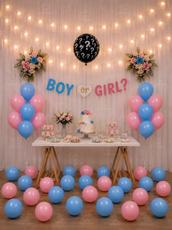Cinsiyet Partisi Seti Boy Or Girl Banner Siyah Soru İşaretli Balon Pembe Mavi Balonlu Gender Reveal Konsepti 43 Parça