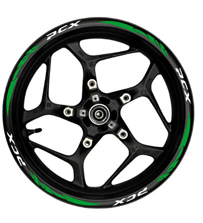 Pcx Beyaz yazılı  yeşil reflektif pençe şeritli