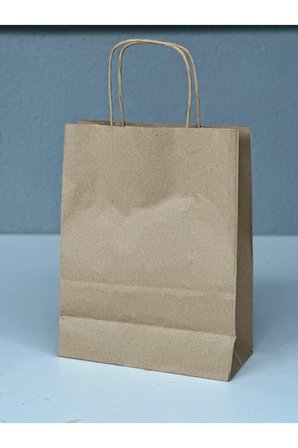 1.Kalite 18x8x24 Cm 1’ Li Kahverengi Renkli Kraft Kağıt Çanta, Hediye Paketi, poşeti, Taşıma çanta