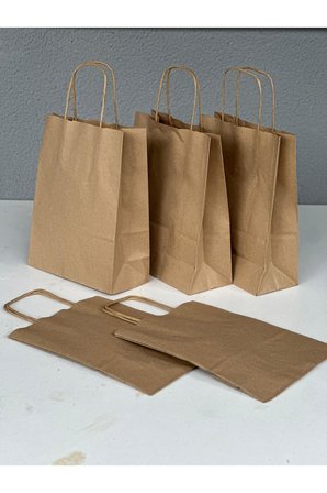 1.Kalite 18x8x24 Cm 1’ Li Kahverengi Renkli Kraft Kağıt Çanta, Hediye Paketi, poşeti, Taşıma çanta