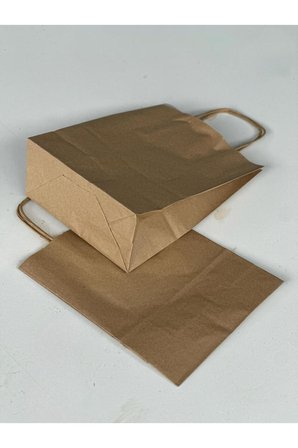 1.Kalite 18x8x24 Cm 1’ Li Kahverengi Renkli Kraft Kağıt Çanta, Hediye Paketi, poşeti, Taşıma çanta