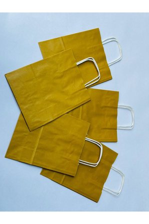 1.Kalite 18x8x24Cm 3’Lü Yağ Yeşili Renkli Kraft Kağıt Çanta Hediye Poşeti Hediye Paketi Kraft Çanta