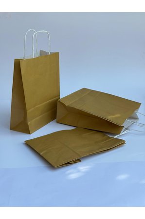 1.Kalite 18x8x24Cm 3’Lü Yağ Yeşili Renkli Kraft Kağıt Çanta Hediye Poşeti Hediye Paketi Kraft Çanta