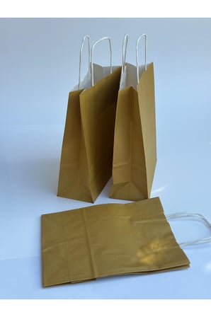 1.Kalite 18x8x24Cm 5’Li Yağ Yeşili Renkli Kraft Kağıt Çanta Hediye Poşeti Hediye Paketi Kraft Çanta