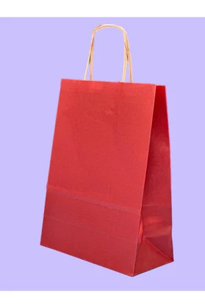 1.Kalite 18x8x24 Cm 1’ Li Bordo Renkli Kraft Kağıt Çanta, Hediye Poşeti, Hediye Paketi, Kraft Çanta