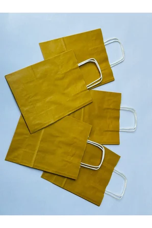 1.Kalite 18x8x24Cm 1’Li Yağ Yeşili Renkli Kraft Kağıt Çanta Hediye Poşeti Hediye Paketi Kraft Çanta