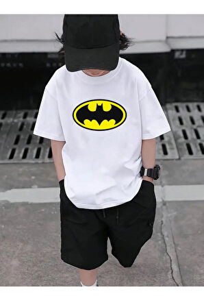 Maki Home Kaliteli Penye Kız Erkek Çocuk Baskılı Tshirt 5 6 7 8 9 10 11 12 13 14 yaş Batman
