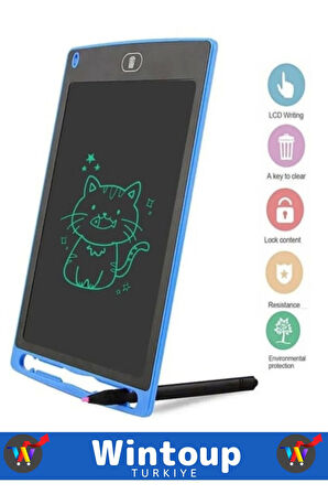 Özel Üretim Dijital Kalemli Çocuk Eğitim Tableti Grafik Ders Not Ödev Resim LCD Writing Tablet Mavi