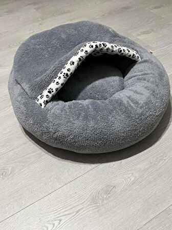 Coddry Pet Simit Mağara Yatak - Kedi, Küçük Irk Köpek Yatağı 45x45x16 Cm 1.kalite Peluş Kumaş