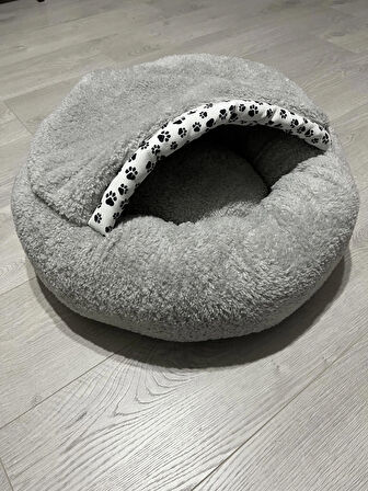 Coddry Pet Simit Mağara Yatak - Kedi, Küçük Irk Köpek Yatağı 45x45x16 Cm 1.kalite Peluş Kumaş